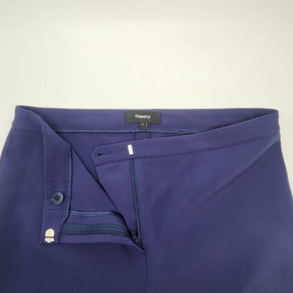 Theory Classic Skinny Ankle Pants Womens 2 Navy Blue Mid Rise Nylon Stretch Luxe - Picture 6 of 11